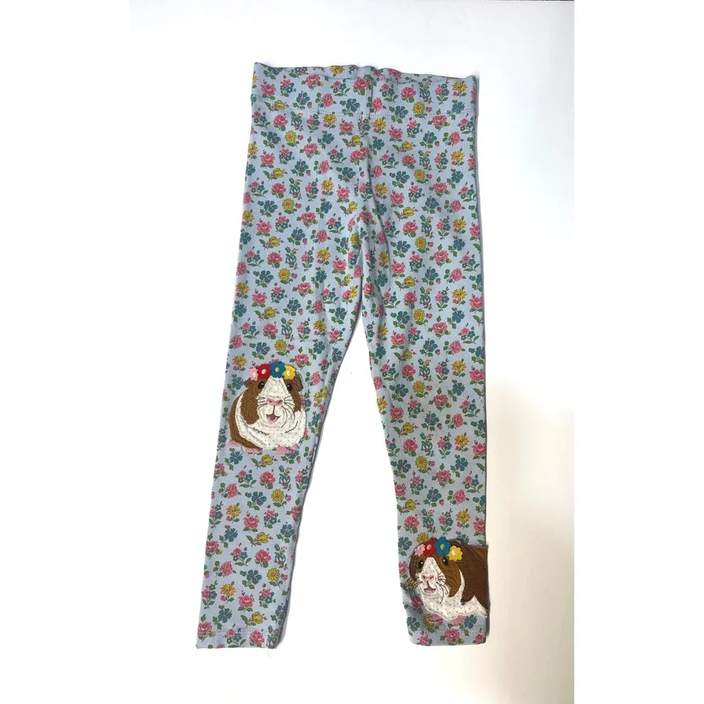Biden Girls Size 4-5 Guinea Pig Leggings Pants Floral Flowers Back to School